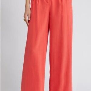 Vibrant Coral Women's Wide-Leg Trousers